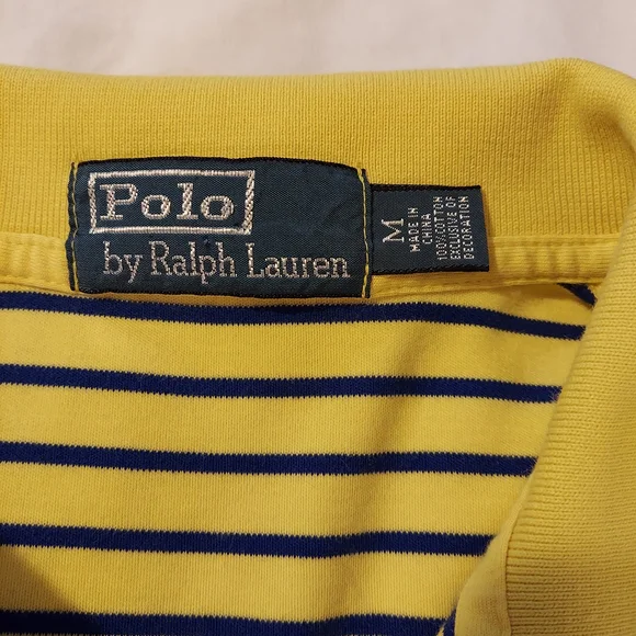 Ralph Lauren Yellow and Navy Striped Polo Shirt - Picture 3 of 6
